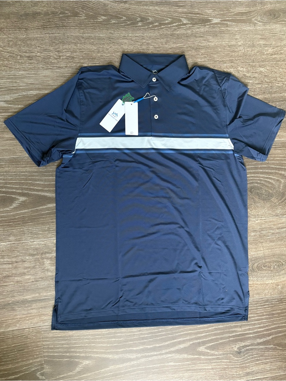 Southern Tide Navy Brent Stripe Polo - Size Large NEW!